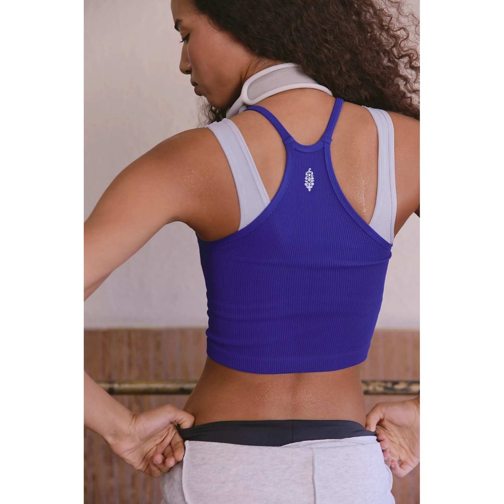 FP Movement Free People Happiness Runs Long Crop Tank Purple XS/S OB785738